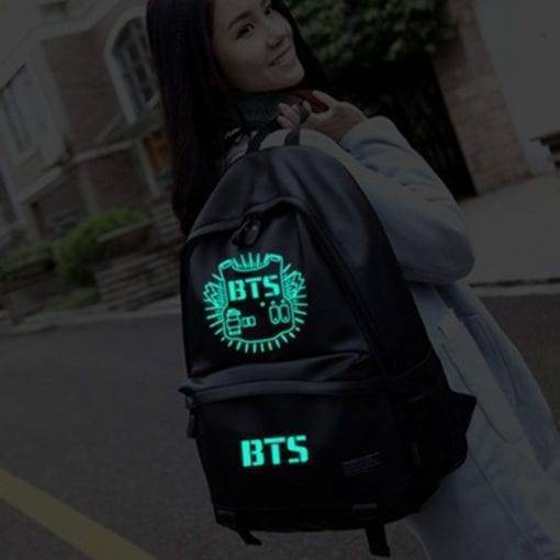 BTS Leather Backpack Backpack BulletProof Vest Classic logo a1fa27779242b4902f7ae3: Luminous|Standard