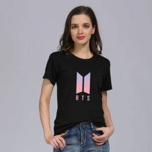 BTS Gradient Logo T-Shirt New Logo T-Shirts cb5feb1b7314637725a2e7: black|white|Black / Pink / Blue|Black / White|White / Pink 