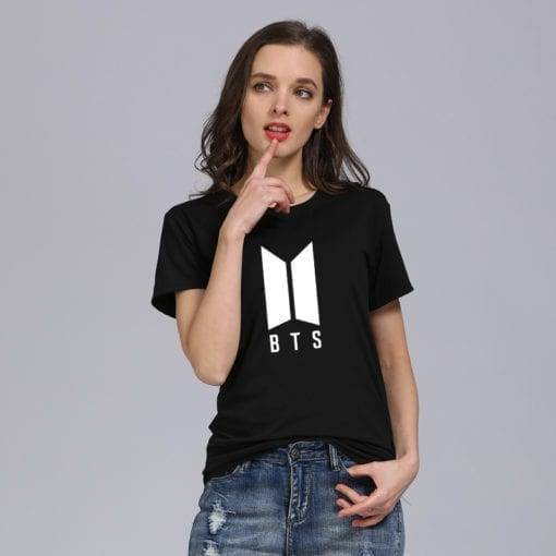 BTS Gradient Logo T-Shirt New Logo T-Shirts cb5feb1b7314637725a2e7: black|white|Black / Pink / Blue|Black / White|White / Pink