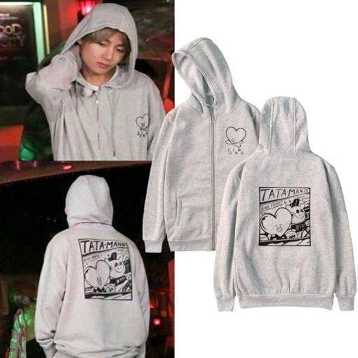 BTS Tata Hoodie Hoddies & Jackets cb5feb1b7314637725a2e7: black|gray|Navy Blue|white|Red