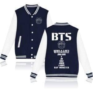 BTS Baseball Jacket Classic logo Hoddies & Jackets cb5feb1b7314637725a2e7: black|gray|Black / White|Gray / Black|Navy|Navy / White|Pink|Pink / Black 