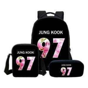 BTS Letter Print Backpack Backpack cb5feb1b7314637725a2e7: black|J-Hope|Jin 