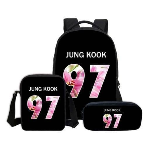 BTS Letter Print Backpack Backpack cb5feb1b7314637725a2e7: black|J-Hope|Jin