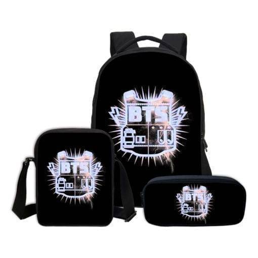 BTS Letter Print Backpack Backpack cb5feb1b7314637725a2e7: black|J-Hope|Jin