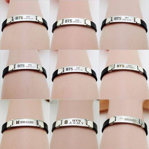 BTS Fancy Bracelet (Titanium Steel + Silica Gel Adjustable) Accessories cb5feb1b7314637725a2e7: JH|JJ|KNJ|KS|KT|MY|PJ|BTS