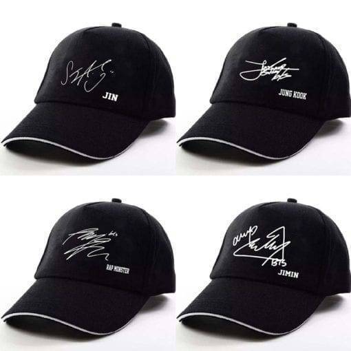 BTS Members Signature Caps (3 colours) Caps cb5feb1b7314637725a2e7: J-Hope|J-HOPE-15|J-HOPE-8|JIMIN-16|JIMIN-9|Jin|JIN-10|JIN-17|JUNGKOOK-11|JUNGKOOK-18|Random|RM|RM-12|RM-19|Suga|SUGA-13|SUGA-20