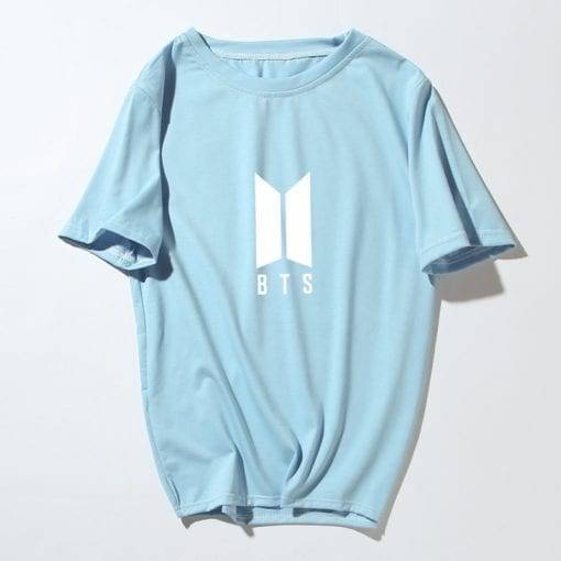 BTS-New Korean Style O-Neck T-Shirt New Logo T-Shirts cb5feb1b7314637725a2e7: Dark Khaki|Blue|Grey|Pink