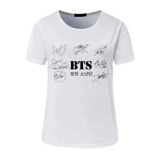 BTS Signature Print Women’s T-shirt Classic logo T-Shirts cb5feb1b7314637725a2e7: white