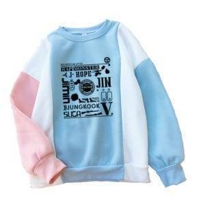 Chic O-neck Casual Streetwear Bangtan Fashion Sweatshirts cb5feb1b7314637725a2e7: Blue|Pink 