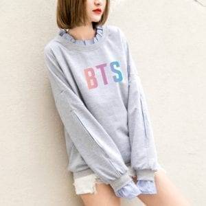 BTS Letters Printed Splicing Sweatshirt Sweatshirts  