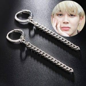 BTS JIMIN Stud Earrings Statement Accessories Earring 8d255f28538fbae46aeae7: Silver 