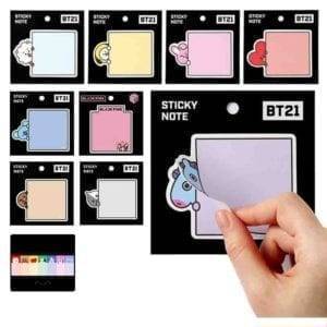 BT21 Kawaii Sticky Notes Stickers cb5feb1b7314637725a2e7: Biscuits|blackpink|Koala|lamb|Long collective|Love|pony|puppy|Rabbit|robot|TWICE 