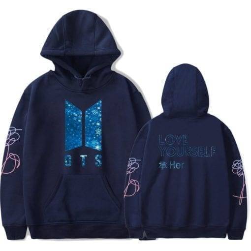 BTS Love Yourself Her Glitter Hoodie Hoddies & Jackets Love Yourself 'Her' New Logo cb5feb1b7314637725a2e7: black|gray|white|Navy|Pink|Red