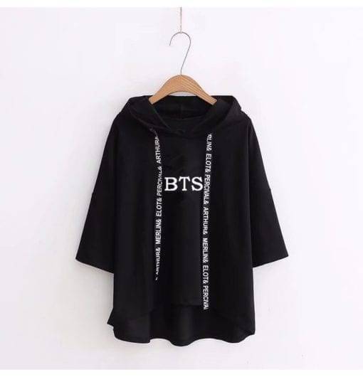 BTS Casual Short Sleeve Hoodie Pullover Classic logo Hoddies & Jackets cb5feb1b7314637725a2e7: bts black|bts pink|bts red|bts white|bts yellow