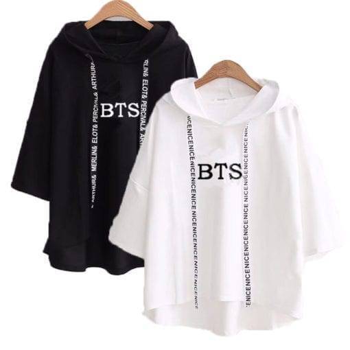 BTS Casual Short Sleeve Hoodie Pullover Classic logo Hoddies & Jackets cb5feb1b7314637725a2e7: bts black|bts pink|bts red|bts white|bts yellow