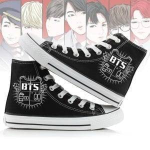 BTS High Top Canvas Flat Sneakers BulletProof Vest Classic logo Sneakers & Shoes cb5feb1b7314637725a2e7: A|B|C|D|E|F 