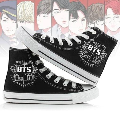 BTS High Top Canvas Flat Sneakers BulletProof Vest Classic logo Sneakers & Shoes cb5feb1b7314637725a2e7: A|B|C|D|E|F