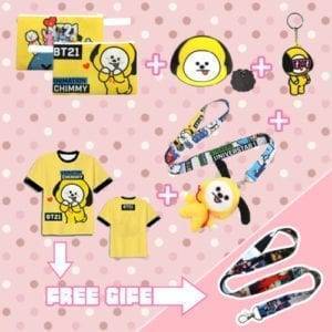 BT21 T-shirt+Pencil Case+Badge+Keychain+Plush Doll+Phone Rope Set BT21 cb5feb1b7314637725a2e7: BT21|J-HOPE MANG HORSE|JIMIN CHIMMY DOG|JIN RJ SHEEP|JUNG-KOOK COOKY|RM KOYA KOALA|SUGA SHOOKY|V TATA HEART 