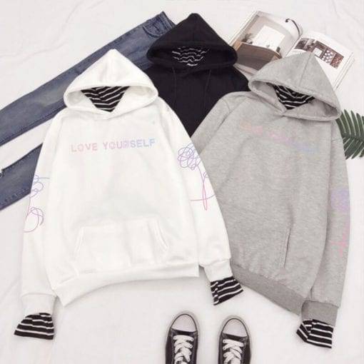 BTS Love Yourself Classic Hoodie Hoddies & Jackets Love Yourself 'Her' cb5feb1b7314637725a2e7: black|gray|white|black|gray|white