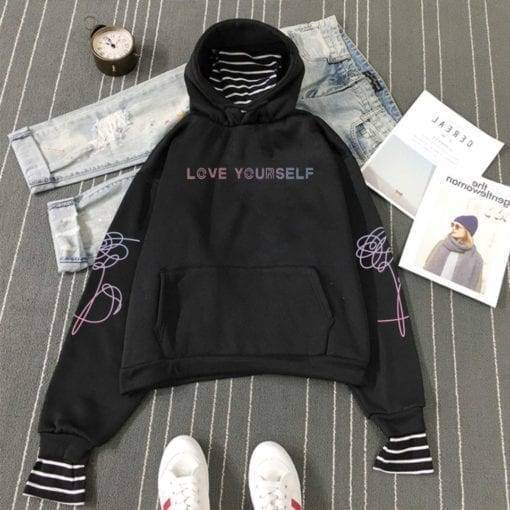 BTS Love Yourself Classic Hoodie Hoddies & Jackets Love Yourself 'Her' cb5feb1b7314637725a2e7: black|gray|white|black|gray|white