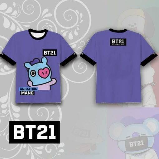 BT21 Short Sleeve T-Shirt BT21 T-Shirts cb5feb1b7314637725a2e7: BT21|CHIMMY|COOKY|KOYA|MANG