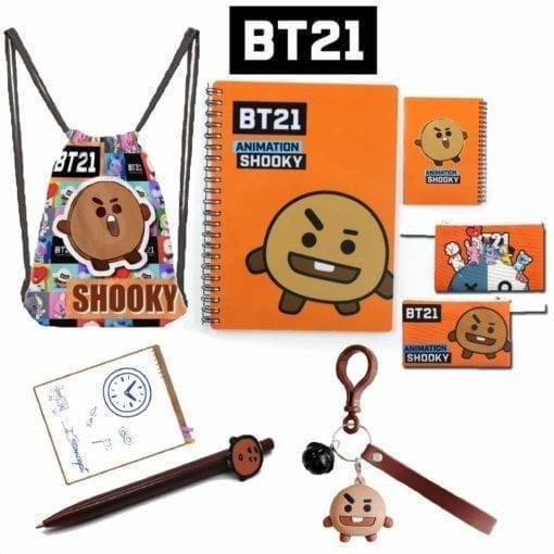 BT21 Drawstring Bag Backpack+Notebook+Pencil Case+Ballpoint Pen+Keychain School Gift BT21 Stationery cb5feb1b7314637725a2e7: CHIMMY|COOKY|KOYA|MANG