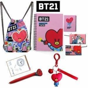 BT21 Drawstring Bag Backpack+Notebook+Pencil Case+Ballpoint Pen+Keychain School Gift BT21 Stationery cb5feb1b7314637725a2e7: CHIMMY|COOKY|KOYA|MANG 