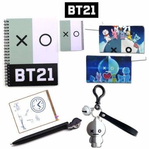 BT21 Notebook+Pencil Case+Ballpoint Pen+Keychain Pendant School Gift Set BT21 Notebook Stationery Brand Name: ohcomics