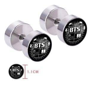 1.1cm Bangtan Boys Symbol Silver Stainless Steel Earrings Accessories Brooch Other Accessories Brand Name: ohcomics 