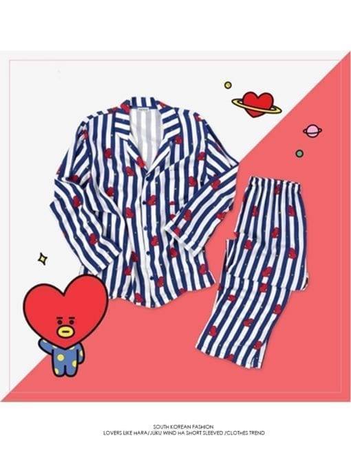 BTS Bangtan Boys cartoon version V Suga Same Harajuku Pajamas BT21 Pajamas & Sleepwear cb5feb1b7314637725a2e7: Jimin-blue|Jung kook-pink|V-navy