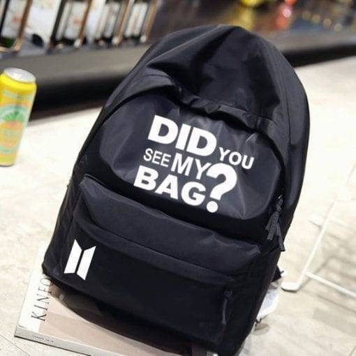 BTS Canvas Student Backpack “Did You See My Bag” Backpack cb5feb1b7314637725a2e7: black|dark blue|Pink