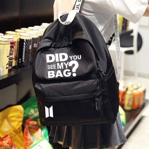 BTS Canvas Student Backpack “Did You See My Bag” Backpack cb5feb1b7314637725a2e7: black|dark blue|Pink