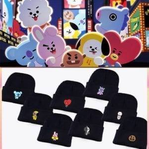 BTS BT21 Beanie Hip Hop Cute Knitted Cap Caps cb5feb1b7314637725a2e7: CHIMMY|COOKY|KOYA|MANG|RJ|SHOOKY|TATA|VAN 