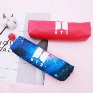 BTS BT21 School Pencil Case Accessories Pencil Case Stationery cb5feb1b7314637725a2e7: Black color|Colour black|Colour blue|Rose red black zippe|Rose red white zippe 