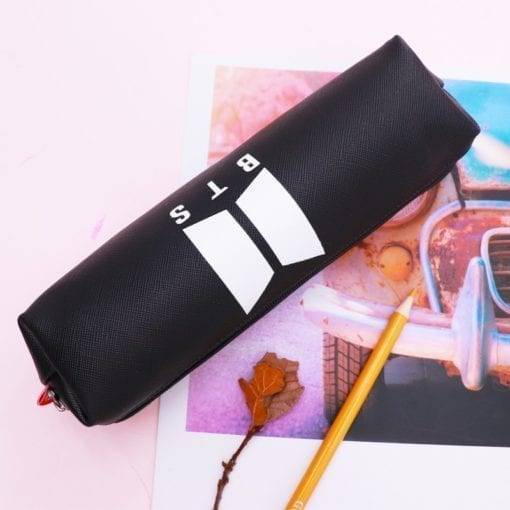 BTS BT21 School Pencil Case Accessories Pencil Case Stationery cb5feb1b7314637725a2e7: Black color|Colour black|Colour blue|Rose red black zippe|Rose red white zippe