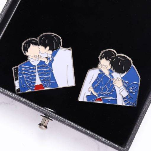 Bangtan Boys Enamel Lapel Pins Badges Brooch Metal Color: JK and v style1|JK and v style2|style2|A|glittering heart|Park Ji-hoon|Black 1|JI|Su|Rm|Jh|Jin|JK|V