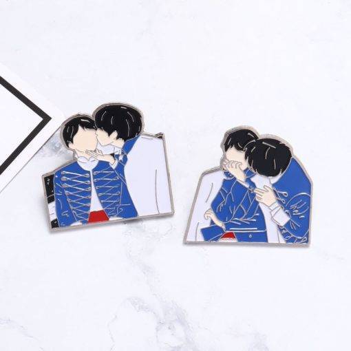 Bangtan Boys Enamel Lapel Pins Badges Brooch Metal Color: JK and v style1|JK and v style2|style2|A|glittering heart|Park Ji-hoon|Black 1|JI|Su|Rm|Jh|Jin|JK|V