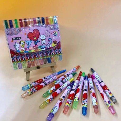 BT21 – 12 Pcs Coloured Drawing Pens BT21 Pen Color: A|E|B|C|D