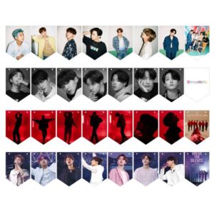 Dynamite Hanging Flags – Wall Decor Photo Cards with Rope BTS Dynamite Merch Photo Frame PhotoCard Color: A|C|B|D|E|F 