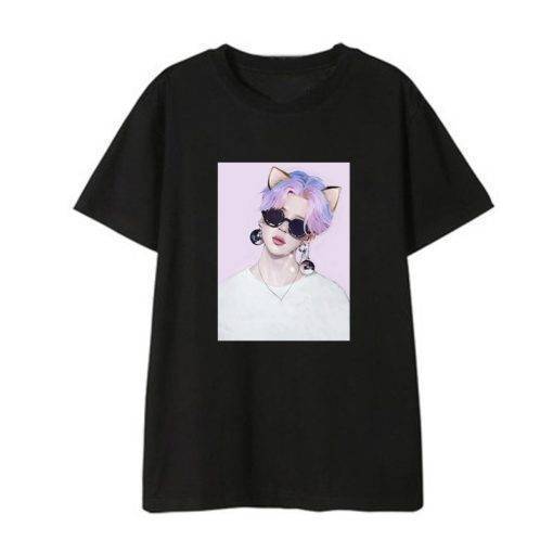 BTS JIMIN Hip Hop Streetwear T-shirt Bangtan Fashion T-Shirts T-Shirts Color: Black|White